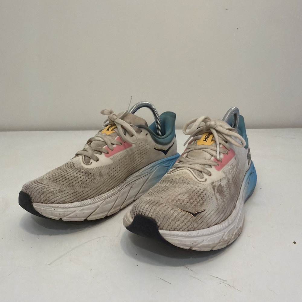 Hoka One One Arahi 7 Womens Size 8B White Blue Athletic Running Shoes Sneakers